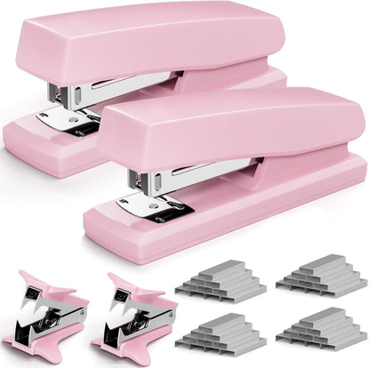 Pink Office Stapler, 25 Sheet Capacity with 2000 Staples and Staple Remover, Desktop Stapler,Pink Office Supplies for Students and Office Clerks