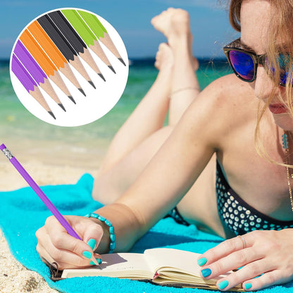TecUnite 60 Pcs HB Pencils #2 Unsharpened Wood Cased Pencils with Eraser Hexagonal Pencil Cute Graphite No 2 Pen for Adults Gifts Exam School Office Sketching Learning (Wood Color, Silver)