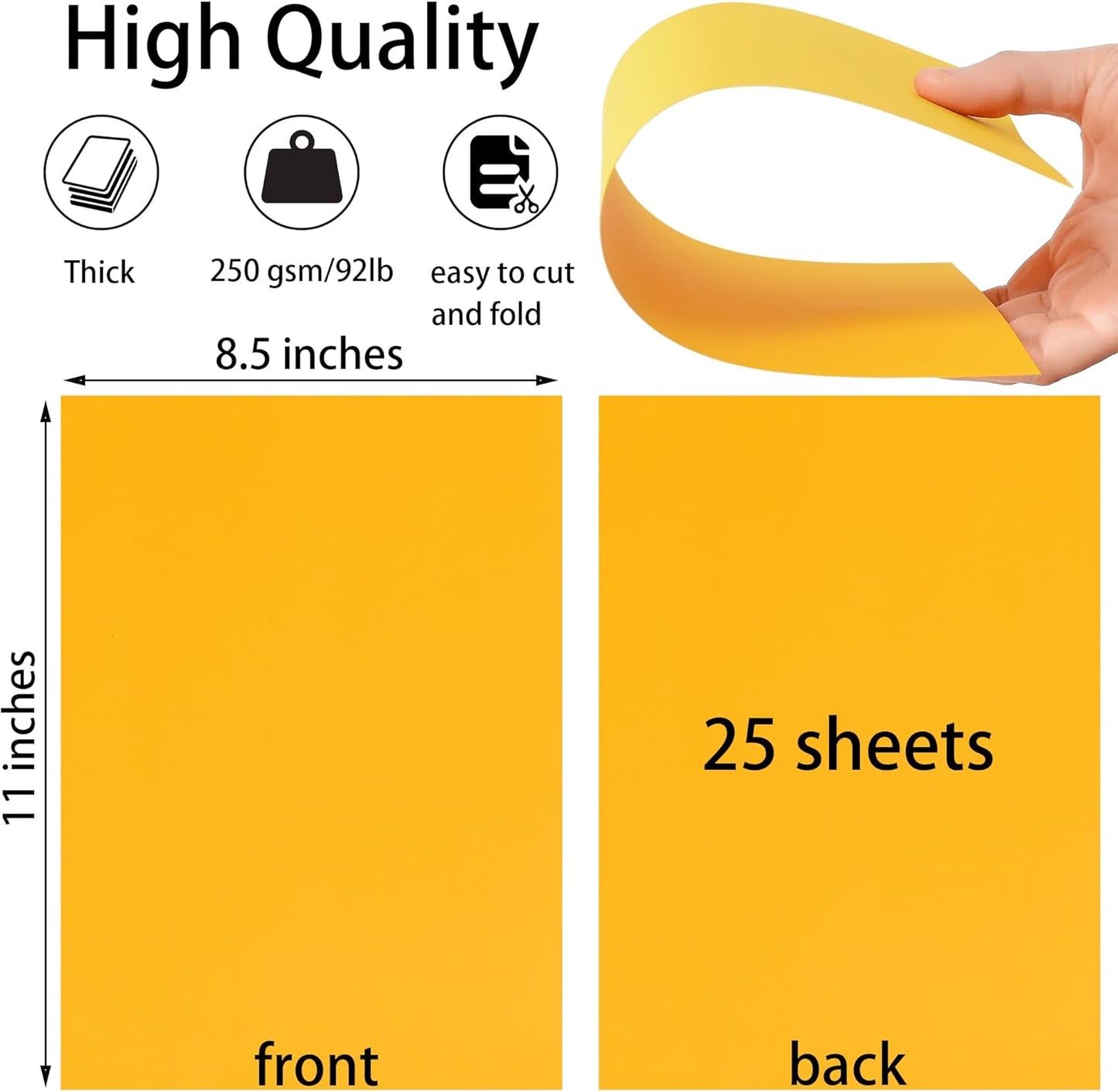 25 Sheets Black Cardstock Paper 8.5'' x 11'', 250gsm/92lb Thick Paper for Scrapbook, Invitations, Printing and DIY Cards