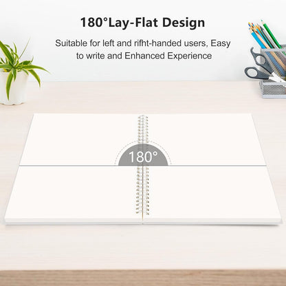 RETTACY Blank Journal Notebook, 3-Pack, 160 Pages per Pack, A5 Medium Size (5.7'' × 8.3''), 100 GSM Thick Paper, Spiral-bound, Flexible Plastic Cover, for Sketching, Drawing, Painting