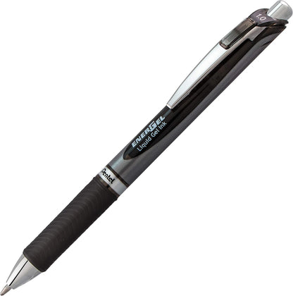 Pentel EnerGel RTX Retractable Liquid Gel Pen, (1.0mm), Bold Line, Metal Tip, Black Ink, Pack of 3 (BL80BP3A)