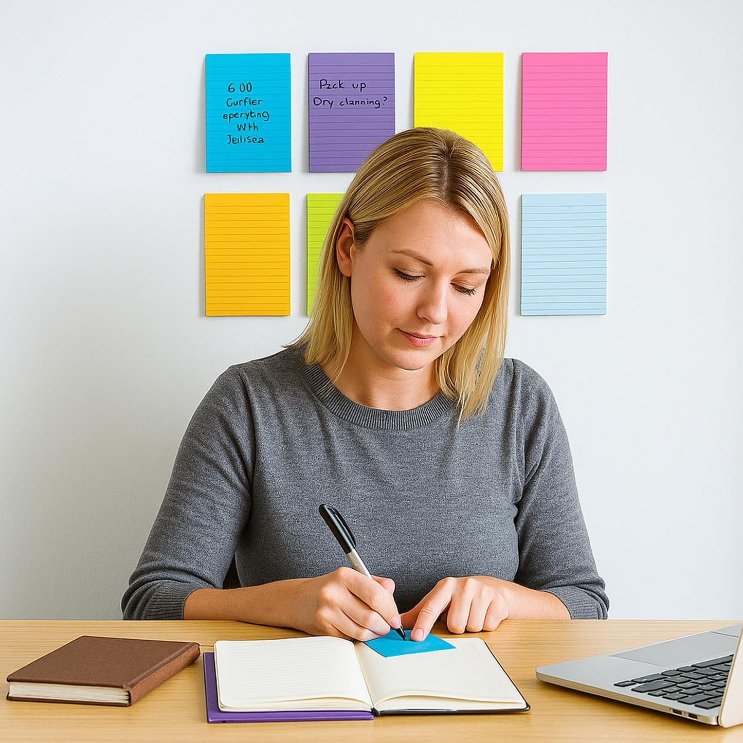 12 Pack Lined Sticky Notes, 3x3 Inch & 4x6 Inch, Ruled Self-Stick Memo Pads, Sticky Notes for Writing, to-Do Lists, Office, School, Home (Neon, 4x6 in)