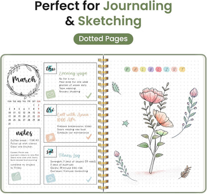 Taja Lined Spiral Journal Notebook for Women & Men, 140 Pages, College Ruled Hardcover Notebook for Work & Note Taking, Journals for Writing, A5(5.7" x 7.9") - Green