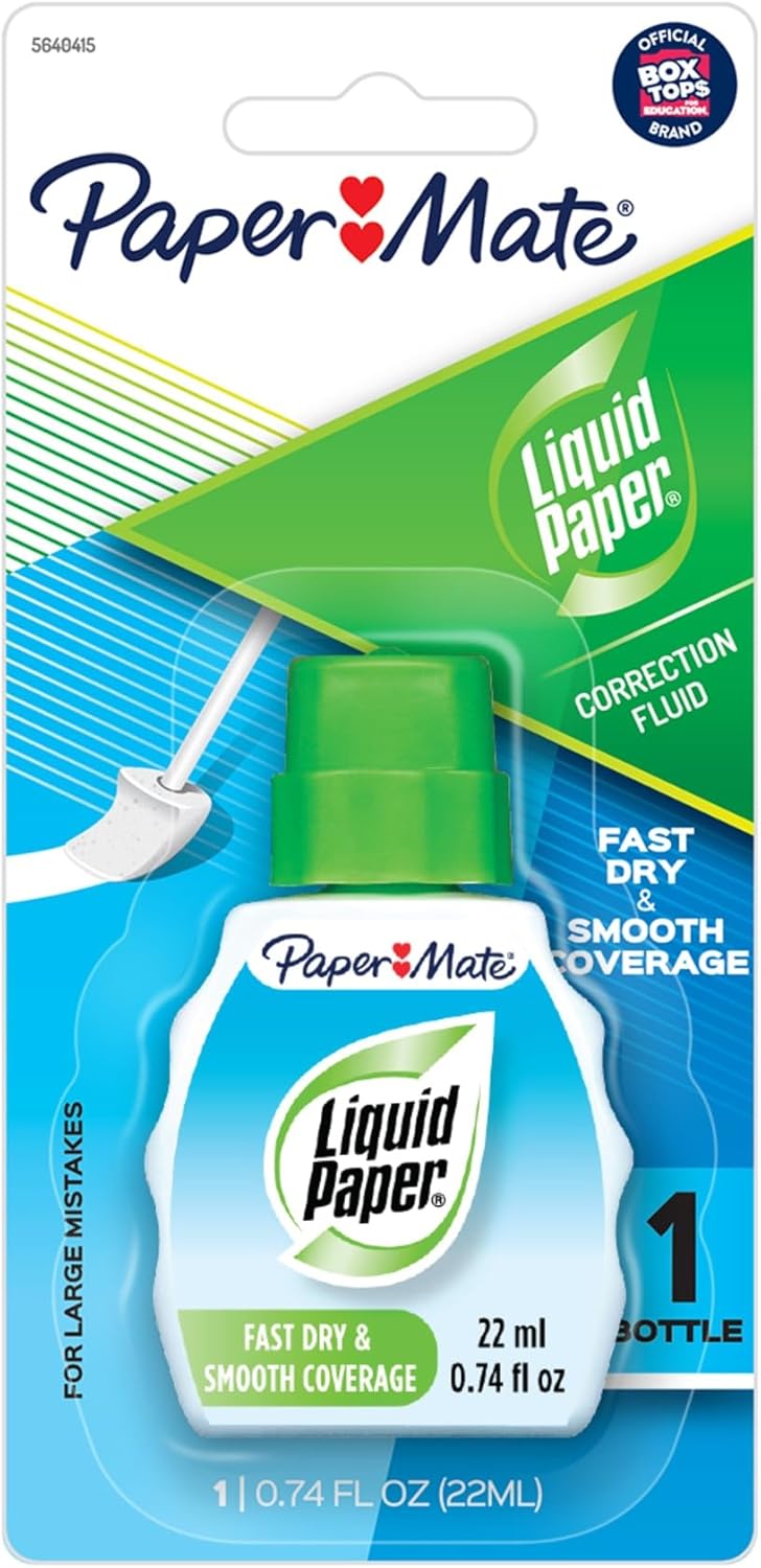 Liquid Paper® Smooth-Coverage Correction Fluid, Fast Dry, 22 mL Bottle