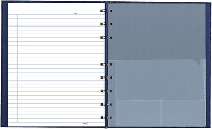 Blueline NotePro™ Executive Notebook, Indexing System, Refillable, Hard Cover, 9.25" x 7.25", 150 Ruled Pages, Indigo Blue (A7150.BLU)