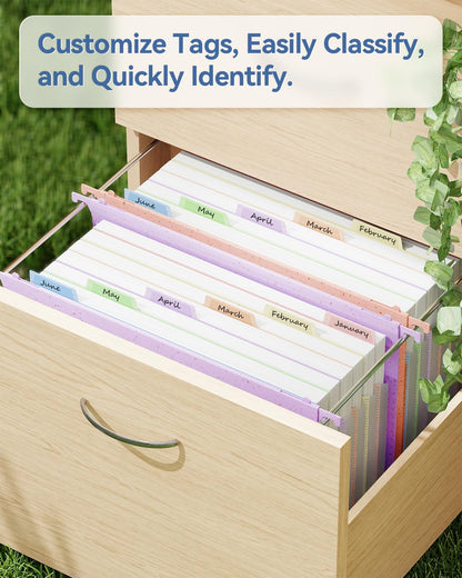 ANSOOK Wheat Straw Expandable Hanging File Folders Legal Size,7 Pockets 1.2" Accordion File Organizer,3 Pack Filing Cabinet Folders with Hooks,Large Capacity File Folder with Tabs,Hang File for Frame