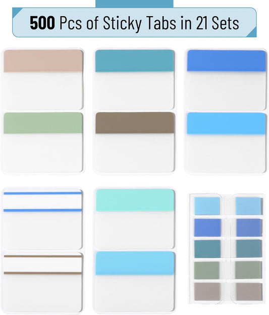 Mr. Pen- Sticky Index Tabs, 500 Pcs, 21 Sets, Pastel, Writable Colored Pages Markers Labels for Reading Notes, Books, Binders, Notebook, Folders and Classify Files, Water-Resistant