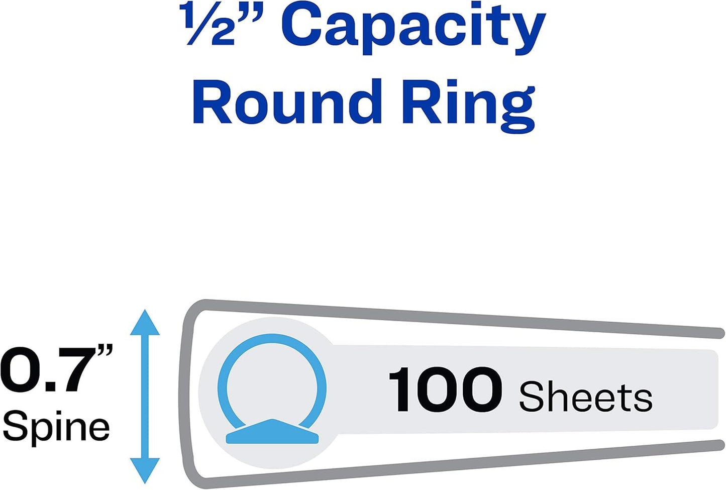 Avery Standard View 3 Ring Binder, 0.5" Round Rings, 100-Sheet Capacity, 0.7 Inch Wide Spine, 1 Black Binder, Ideal for Lightweight Organization and Occasional Referencing (05751)