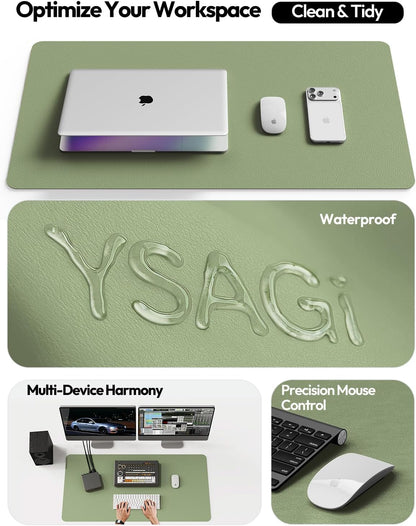 YSAGi Leather Desk Pad Protector, Large Mouse Pad, Non-Slip PU Leather Desk Blotter, Waterproof Writing Pad for Office and Home (31.5" x 15.8", Eggshell) - Colors A