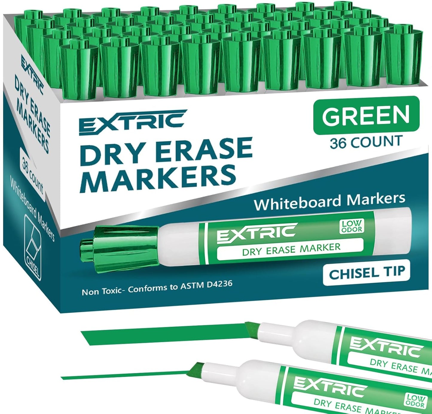 EXTRIC Black Dry Erase Markers, 12 Count Whiteboard Markers Chisel Tip, White Board Marker Dry Erase, Low Odor Chisel Tip Erasable Markers