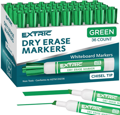EXTRIC Black Dry Erase Markers, 12 Count Whiteboard Markers Chisel Tip, White Board Marker Dry Erase, Low Odor Chisel Tip Erasable Markers