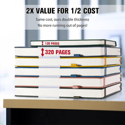 5 Pack College Ruled Notebook, 312 Numbered Pages Thick Notebooks Bulk, 100gsm No Bleed Paper Hardcover Leather Journal, Lined Journal Notebook Set for Women Men School Office, A5, Multicolor