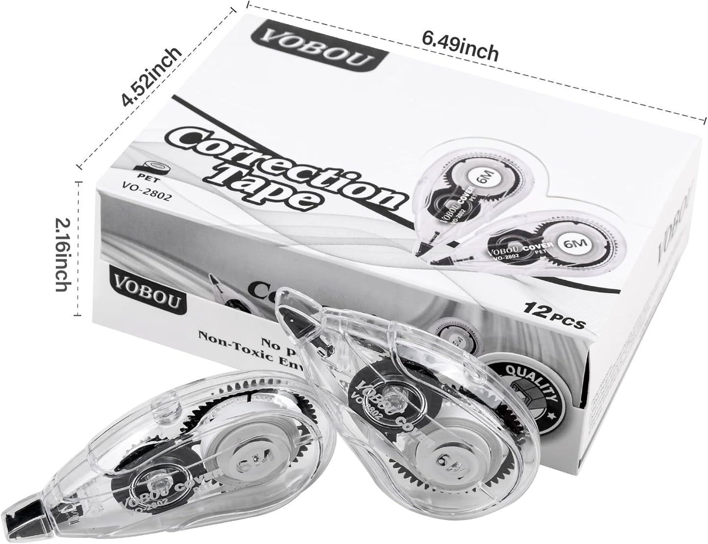 Vobou White Correction Tape, Easy To Use Applicator for Instant Corrections Wrong Writing At Any Time, For school, Office (Red and Blue, 12pack, 6M/256" x 0.2")