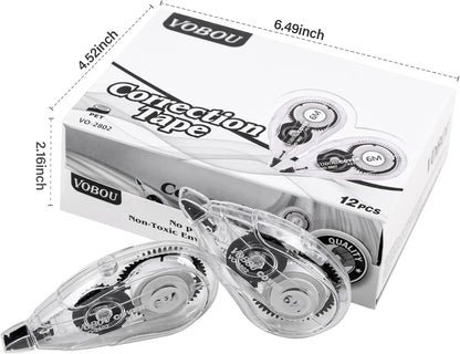 Vobou White Correction Tape, Easy To Use Applicator for Instant Corrections Wrong Writing At Any Time, For school, Office (Red and Blue, 12pack, 6M/256" x 0.2")