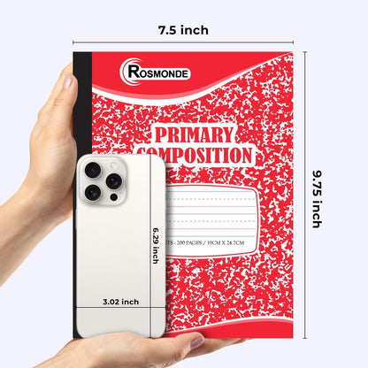 Rosmonde 50 Pack Composition Notebooks Bulk, Wide Ruled Composition Notebook, 200 Pages (100 Sheets), 9-3/4 x 7-1/2, Black Marble, Bulk School Supplies, Office Notebooks, Bulk Notebooks for School
