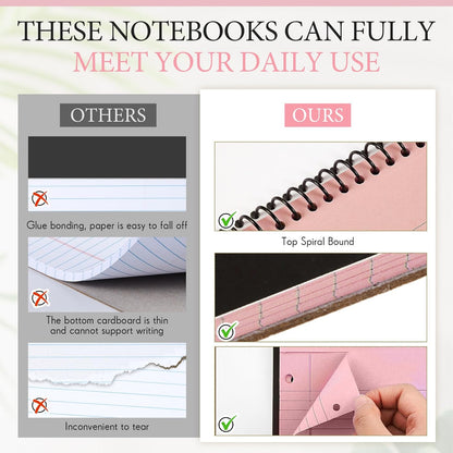 MotiMind 10 Pack 8.5" x 11" Top Spiral Notebook with 3 Hole Punched Morandi Colors Legal Pads College Ruled Notepad 50 Sheets Hard Cardboard Paper Wirebound Notepad for Office School Business