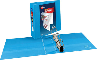 Avery Heavy-Duty View 3 Ring Binder, 3" One Touch Slant Rings, Holds 8.5" x 11" Paper, 1 Light Blue Binder (05601)