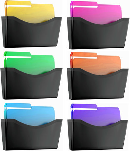 Kuntine.B 3 Pack Clear Single Pocket File Holder Hanging Wall Organizer, Wall Mount Mails Magazines Organizer for Office and Home