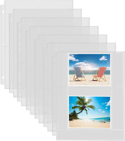 Fabmaker 30 Pack Photo Sleeves for 3 Ring Binder - (4x6, for 180 Photos), Archival Page Protectors, Clear Plastic Refill Pages, Postcard Sleeves, Acid-Free