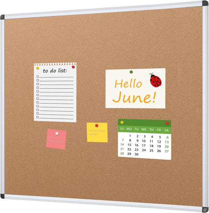 VIZ-PRO Cork Notice Board Bulletin Board, 96 X 48 Inches, Pack of 2, Silver Aluminium Frame