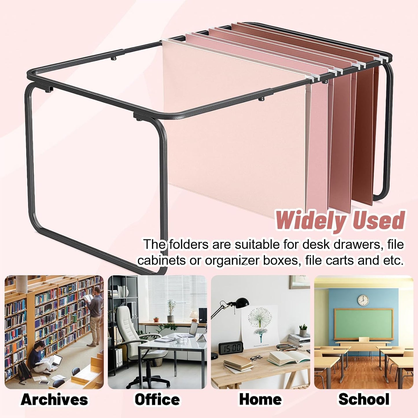 Whaline 36 Pack Dusty Pink Hanging File Folders Letter Size 4 Colors Pink File Pockets with Tab for Home Office Classroom Supplies, 9.2 x 12.8 Inch