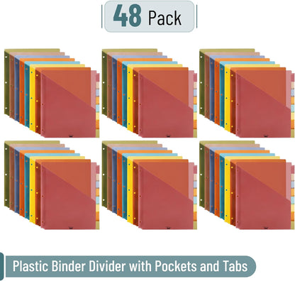 Mr. Pen- Binder Dividers with Pockets and Tabs, 1 Set, 8 Tabs/Set, Colorful, 3 Ring Binder Dividers with Tabs and Pockets on Both Sides