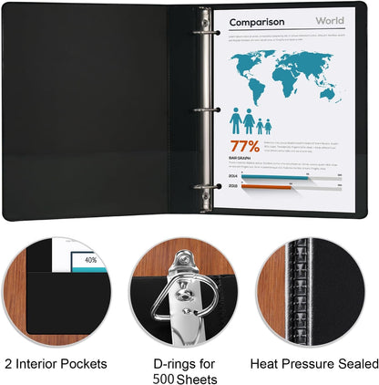 Comix D-Ring Basic View Binder 1 inch 3 Ring Binders, 2.4mm-Thick, Hold 225 Sheets of 8.5" x 11" Paper, 12 Pack (White)