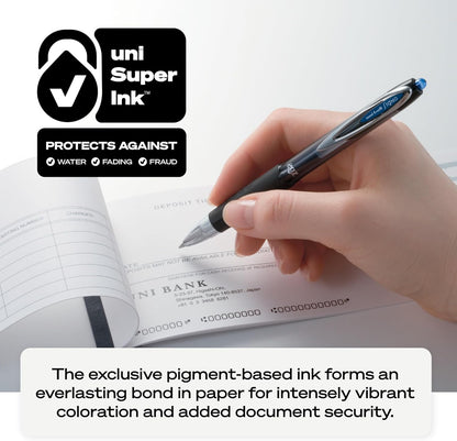 uniball 207 Plus+ Retractable Gel Pens, Medium Point (0.7mm), Black, 4 Pack
