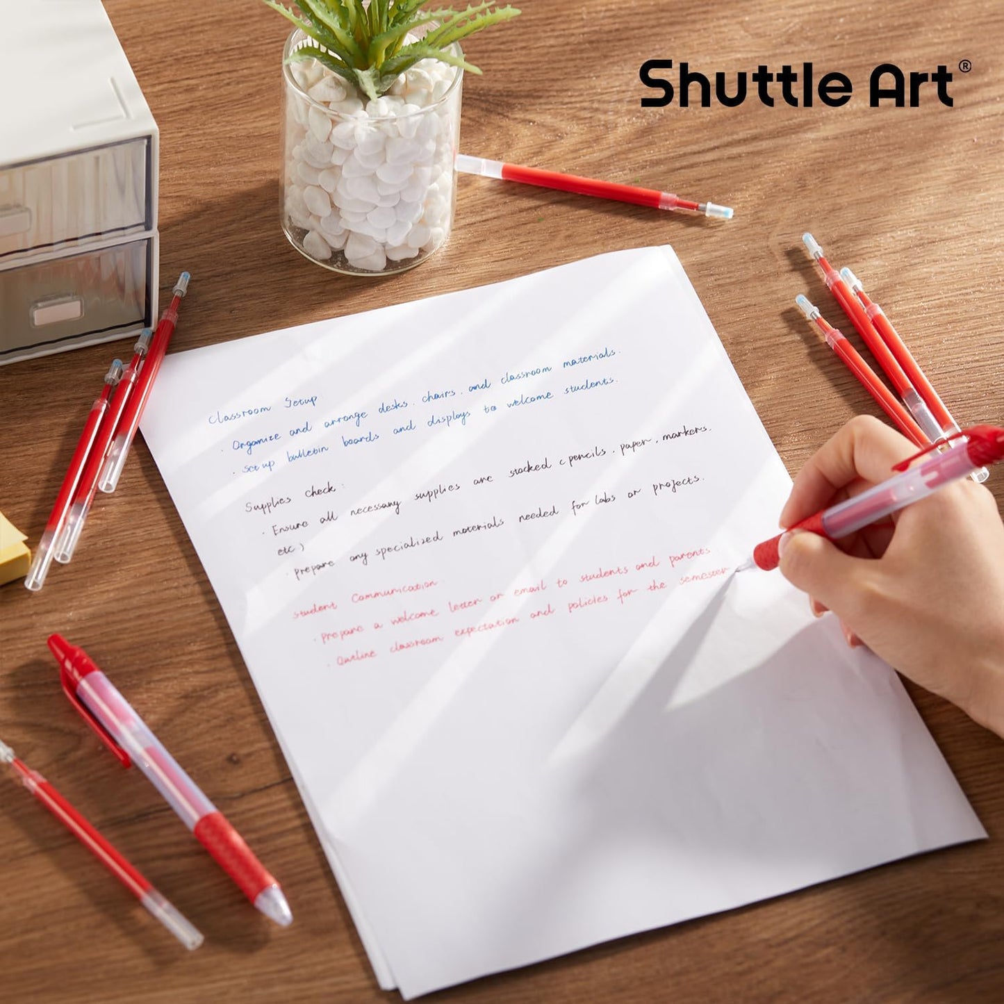 Retractable Gel Pen Refills, Shuttle Art 30 Pack Black Rollerball Gel Ink Pens Refills, Bulk Set, 0.7mm Fine Point for Writing Journaling Taking Notes School Office Home