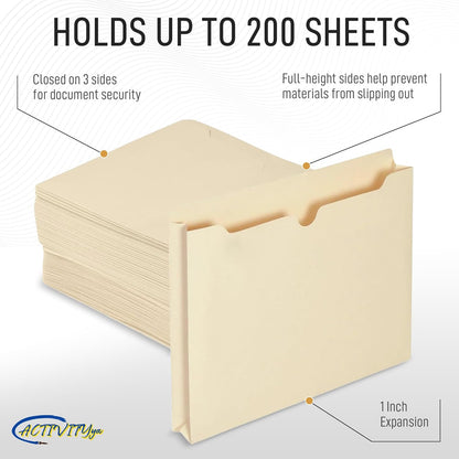 Manila File Jackets, Flat-No Expansion, Letter Size, Reinforced Straight-Cut Tab, 10 Pack