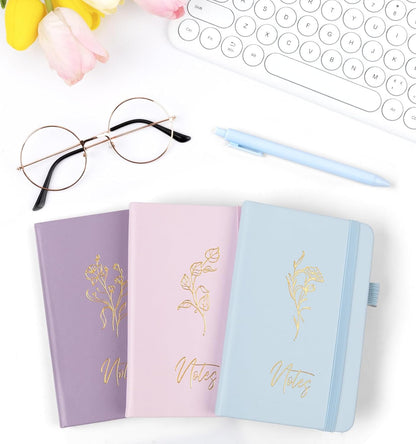 3 Pack Pocket Journaling Notebooks, A6 Small Notebook For Note Taking Journaling Notebooks Journals For Writing Mini Note Pads With Pen Holder 120 Pages 100 GSM Thick Paper(Nude, Brown, Forest Green)