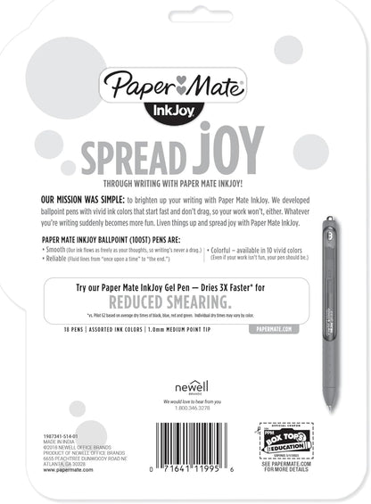Paper Mate InkJoy 100ST Ballpoint Pens, Medium Point (1.0mm), Black, 18 Count
