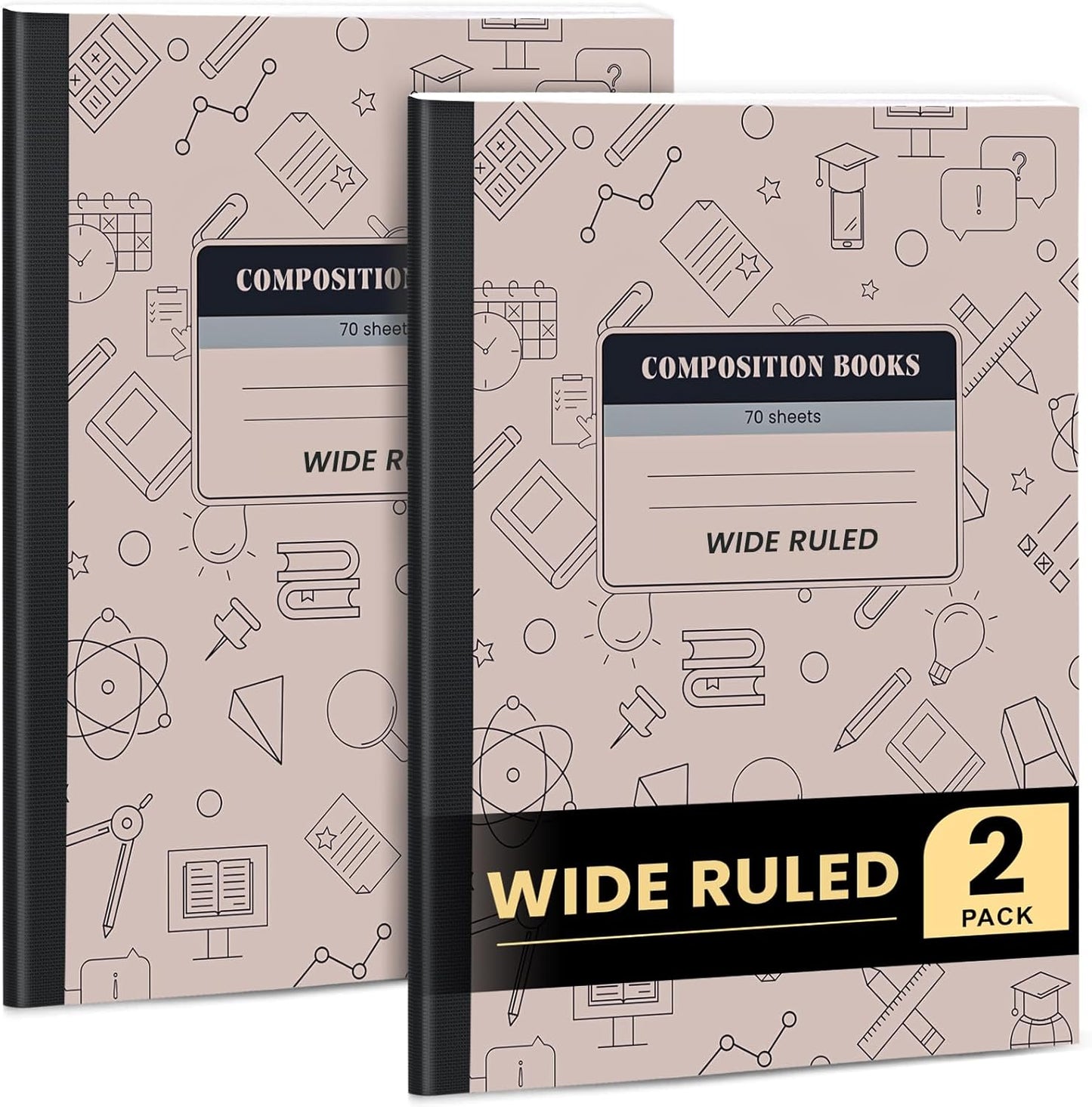 Oucaru Composition Notebook 50 Pack Bulk College Ruled, Brown Cover Notebooks for School, 70 Sheets 7-1/2"x9-3/4, Back to School Supplies Journal for K-12 Students