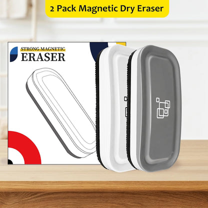 maxtek Dry Erase Eraser, Magnetic White Board Erasers - 2 Pack, Glass Whiteboard Eraser for Office and School Supplies (Gray)