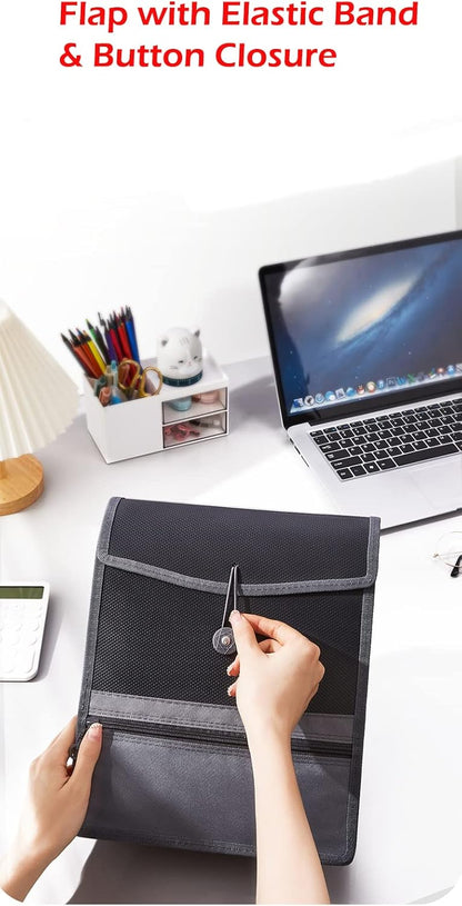 Expanding File Folder Document Organizer with Elastic Cord & Button Closure, Letter Size, 3.5" Expansion, Letter A4 Expandable File Folder for Home School Office Organization, 3 Pack