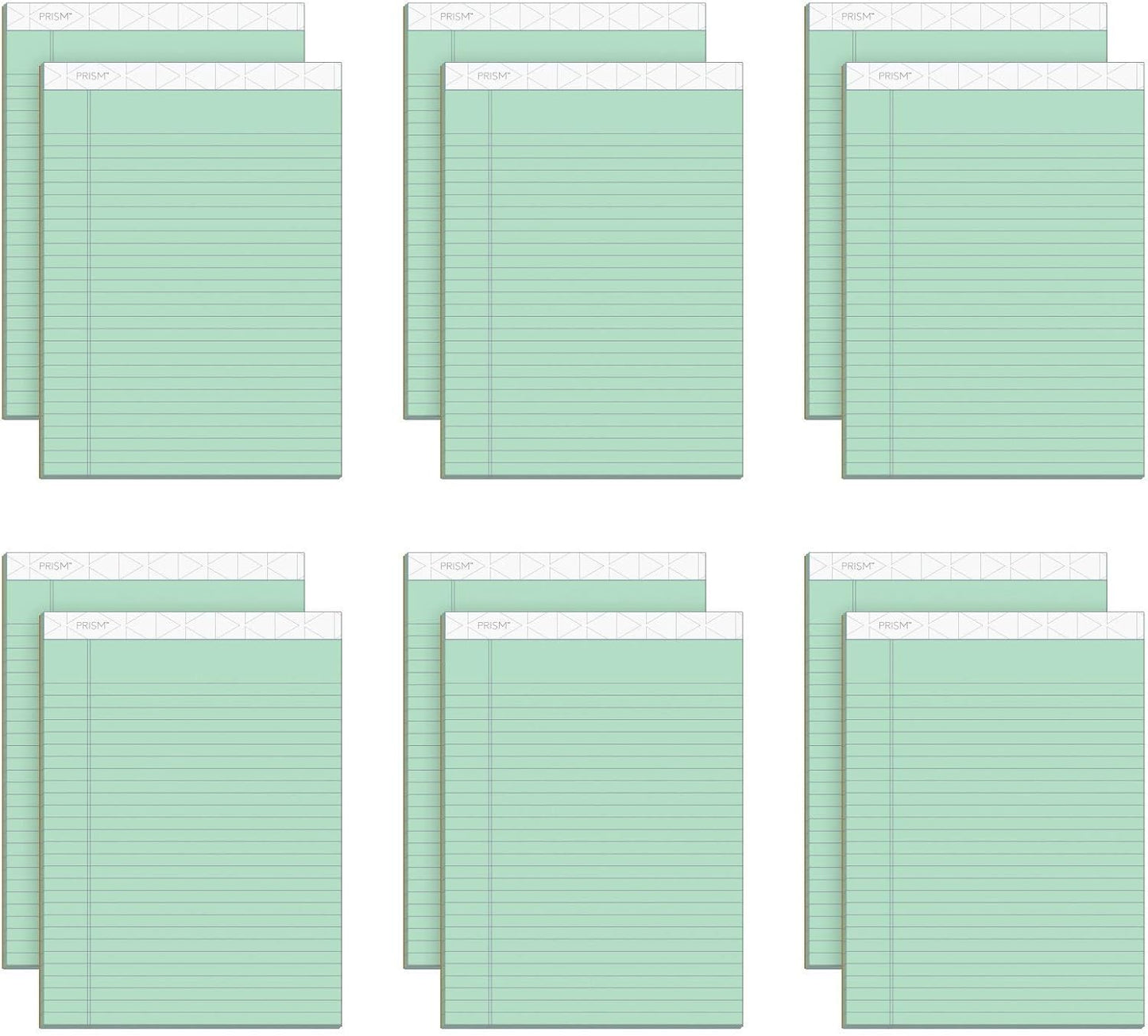 Tops Prism Plus 100% Recycled Legal Pad, 8-1/2 x 11-3/4 Inches, Perforated, Green, Legal/Wide Rule, 50 Sheets per Writing Pad, 12 Pads per Pack (63190)