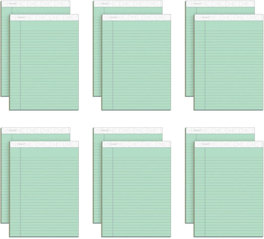 Tops Prism Plus 100% Recycled Legal Pad, 8-1/2 x 11-3/4 Inches, Perforated, Green, Legal/Wide Rule, 50 Sheets per Writing Pad, 12 Pads per Pack (63190)