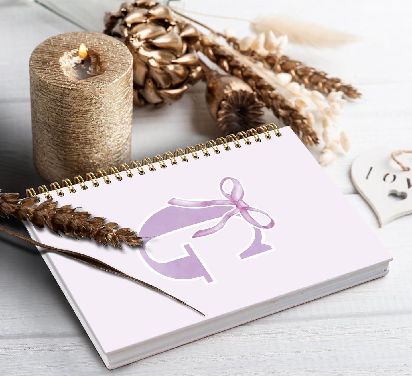 Blue Bow Journal Notebook for Girls,Initial H Journals Personalized Diary Gifts for Teen Girl Kids,Monogrammed Gifts for Women,Trendy Coquette Cute Hardcover Spiral Notebook 5.5 x 8.3 - Colors B