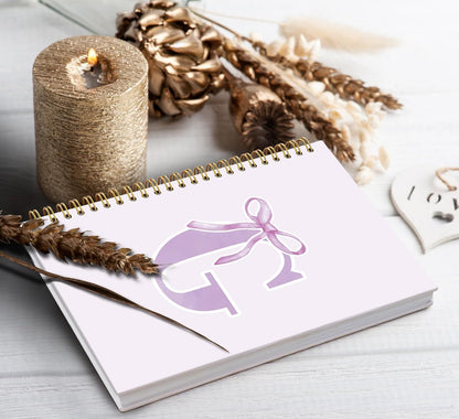 Blue Bow Journal Notebook for Girls,Initial H Journals Personalized Diary Gifts for Teen Girl Kids,Monogrammed Gifts for Women,Trendy Coquette Cute Hardcover Spiral Notebook 5.5 x 8.3 - Colors B