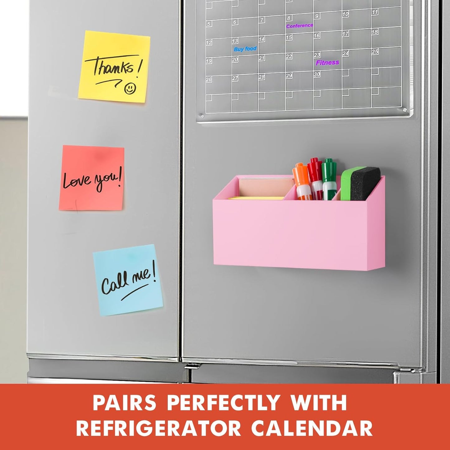 Magnetic Dry Erase Marker Holder, Acrylic Magnet Pen Holder for Whiteboard, Refrigerator, Magnetic Fridge Organizer for Office, Classroom, Whiteboard Maker Holder, Locker Organizer