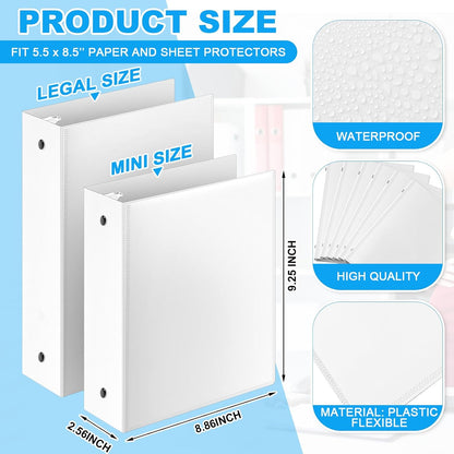 Henoyso 6 Pcs 2 Inch Mini 3 Ring Binders with Clear Front View Cover, Round Ring Blue A5 Binders Bulk Pack for School Office, Holds up to 490 Sheets, 5.5 x 8.5 Paper Half Letter Pages Organizer