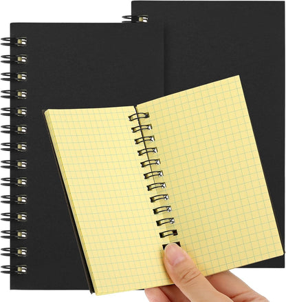 Jutom 6 Pcs Small Graph Paper Pads Notebook Mini Spiral Notebooks Grid Paper 3 x 5 Inch Pocket Notepads 120 Pages Mini Notepads for Office School Work Math Meeting (Black)