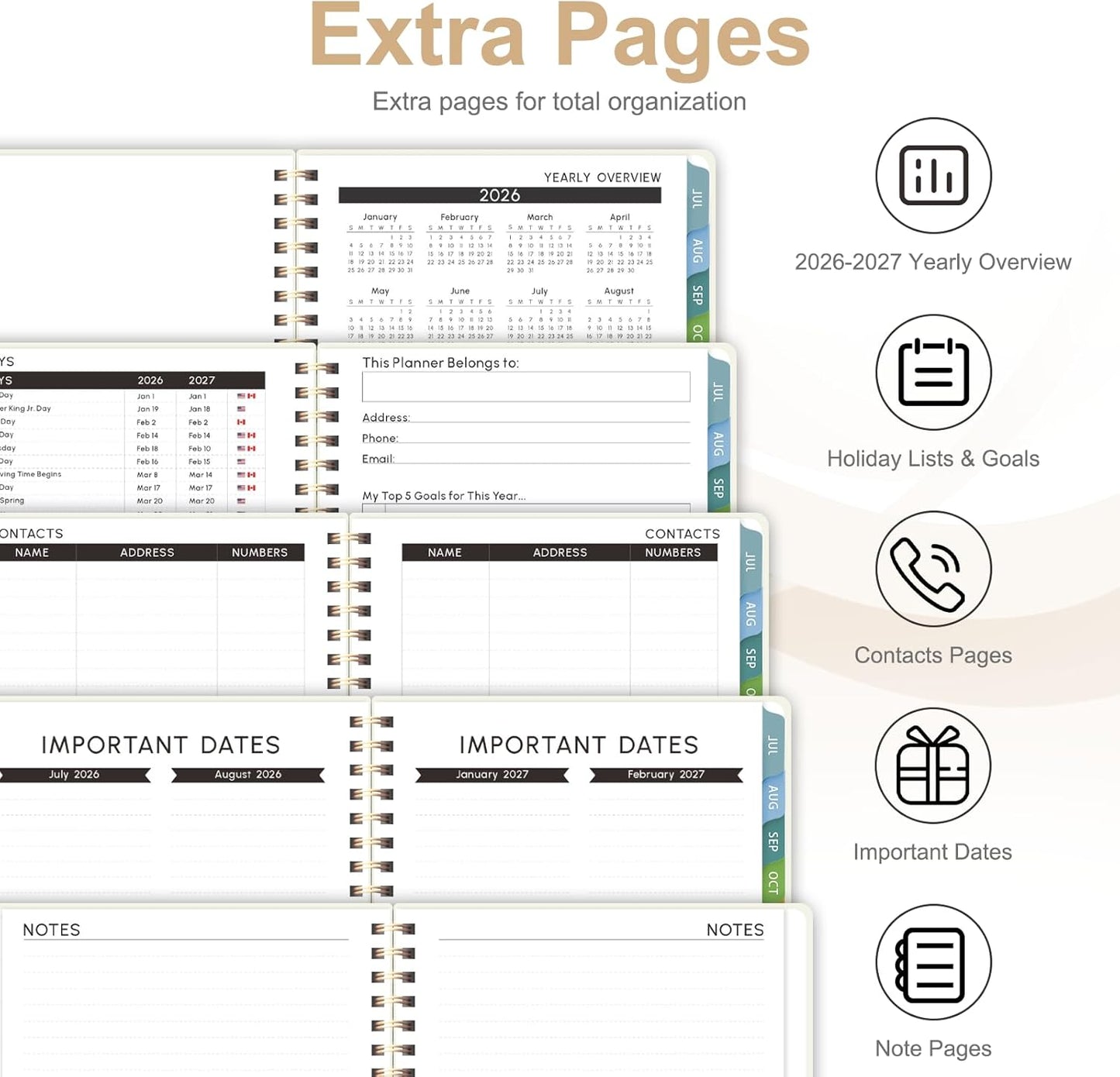 Planner 2026-2027, Weekly and Monthly Academic Year Calendar Planner, July 2026 - June 2027, Daily Agenda Book for Office School Supplies, A5(6.3'' x 8.5'')
