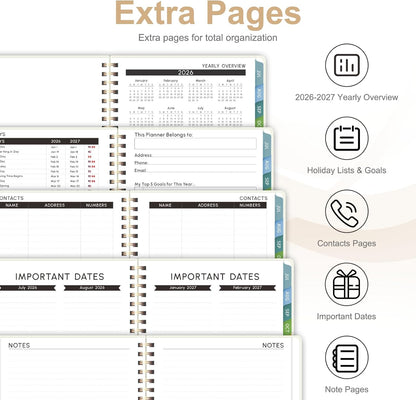Planner 2026-2027, Weekly and Monthly Academic Year Calendar Planner, July 2026 - June 2027, Daily Agenda Book for Office School Supplies, A5(6.3'' x 8.5'')