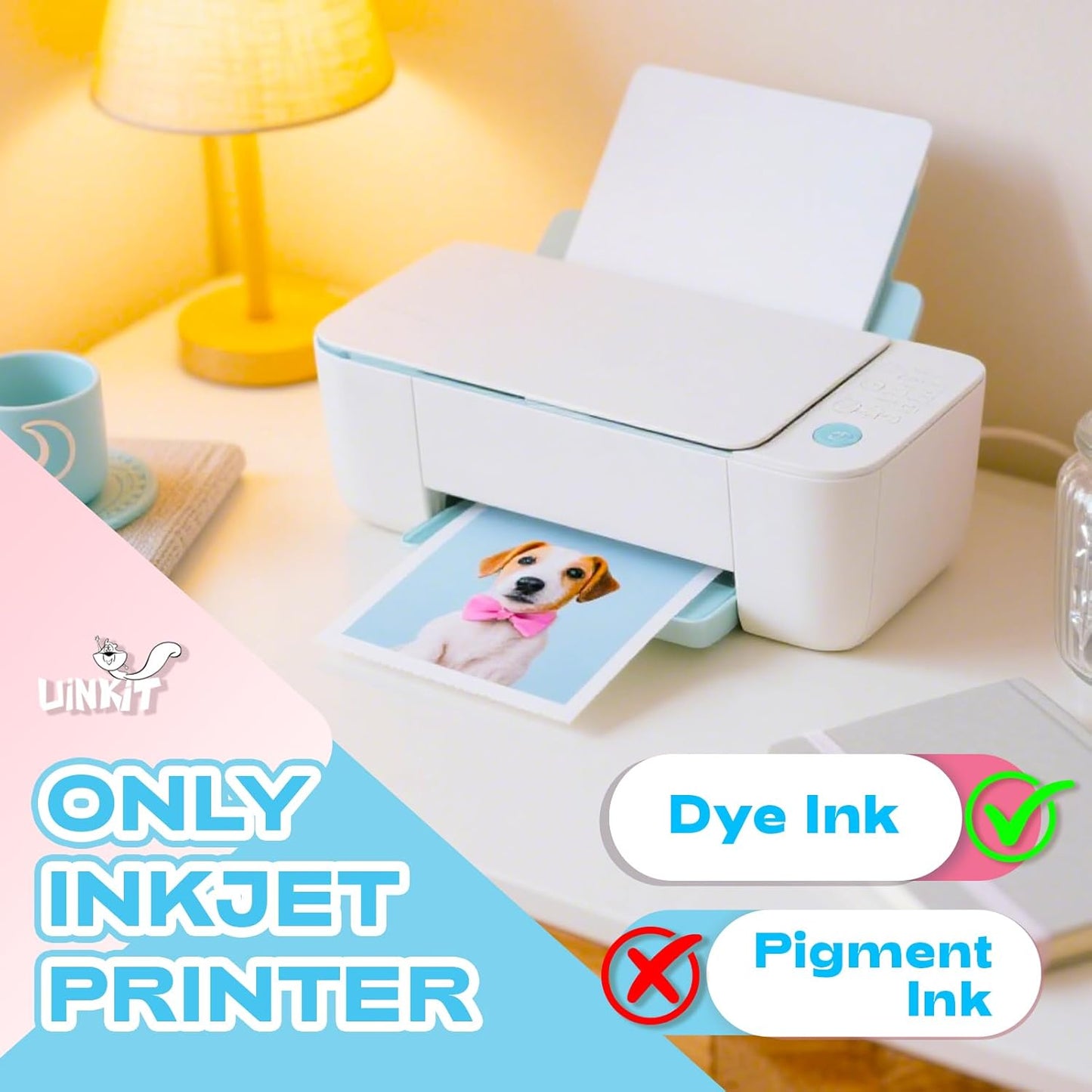 Uinkit 37lb Thin Flyer Paper Glossy 8.5x11 Inkjet 100 Sheets Single Side DIY Chip Bag 135gsm Printer Picture for Inkjet Printer with Dye Ink Letter size A4 Brochure (8.5X11X100)