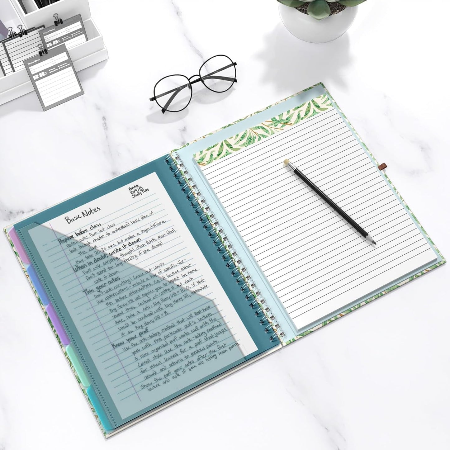 Hongri Clipboard Folio with Refillable Lined Notepad, 8.5 x 11 Folders with Storage 10 Pockets, Spiral Portfolio, Size 12.8X 9.7 in, Office & School Supplies, Skeleton