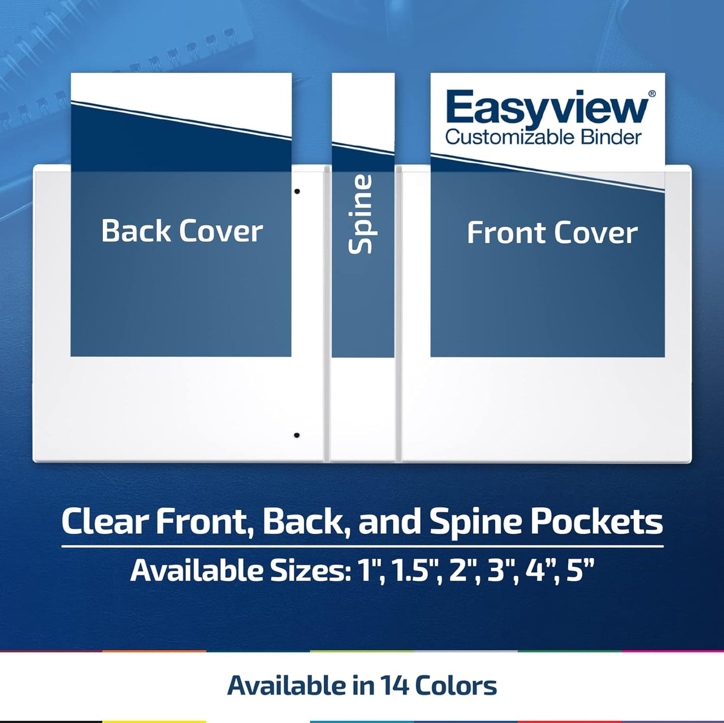 Easyview Premium 3-Ring Binders with Clear-View Covers and D Rings, Binders for School or Office, 5 Inch, Pack of 4, White