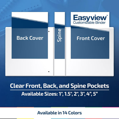 Easyview Premium 3-Ring Binders with Clear-View Covers and D Rings, Binders for School or Office, 5 Inch, Pack of 4, White
