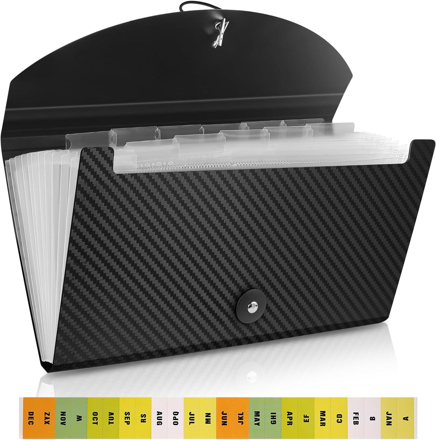 Expanding Accordion File Folder with Tabs and Elastic Closure, 13 Pocket File Organizer for A4 Documents, Receipt & Bill Organizer, Portable Document Holder for Home Office School Travel, Black 3 Pack