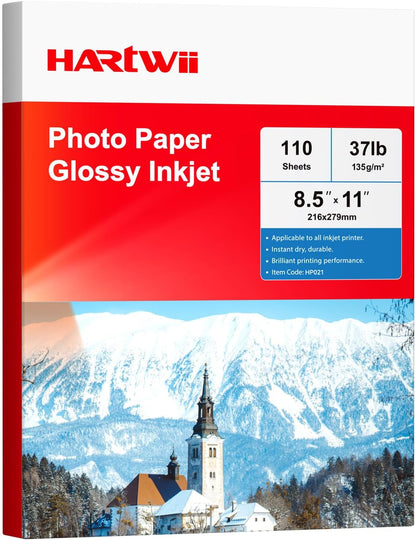 220 Sheets Photo Paper Glossy Inkjet 8.5x11 44lb 160Gsm A4 Letter Size Suitable for All Dye Ink Printers for Calendar Menu Brochure Paper Flyers Paper, Cards